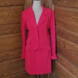 vtg 1990s Red skirt and jacket set